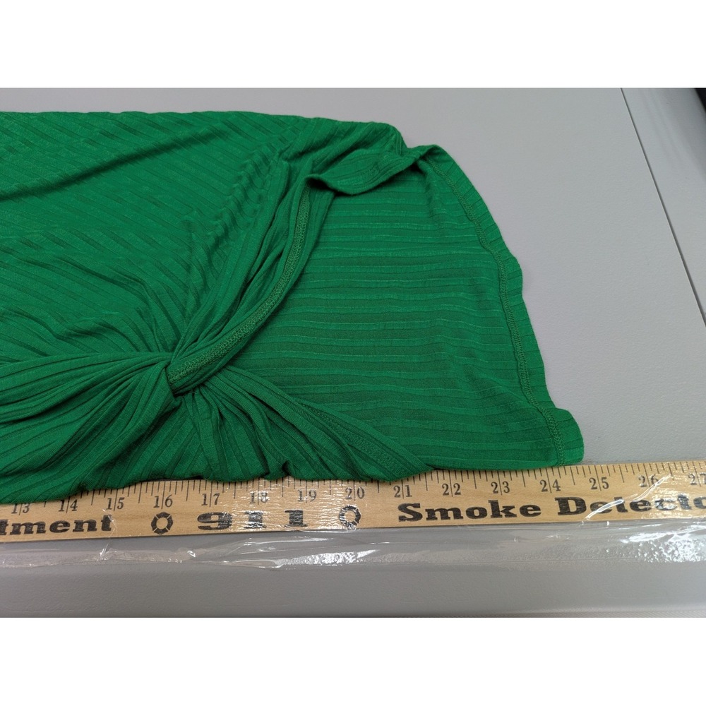 Twist Front‎ Top Women's Medium Green Rib Knit Dolman Casual Relaxed Slouchy - Picture 7 of 8